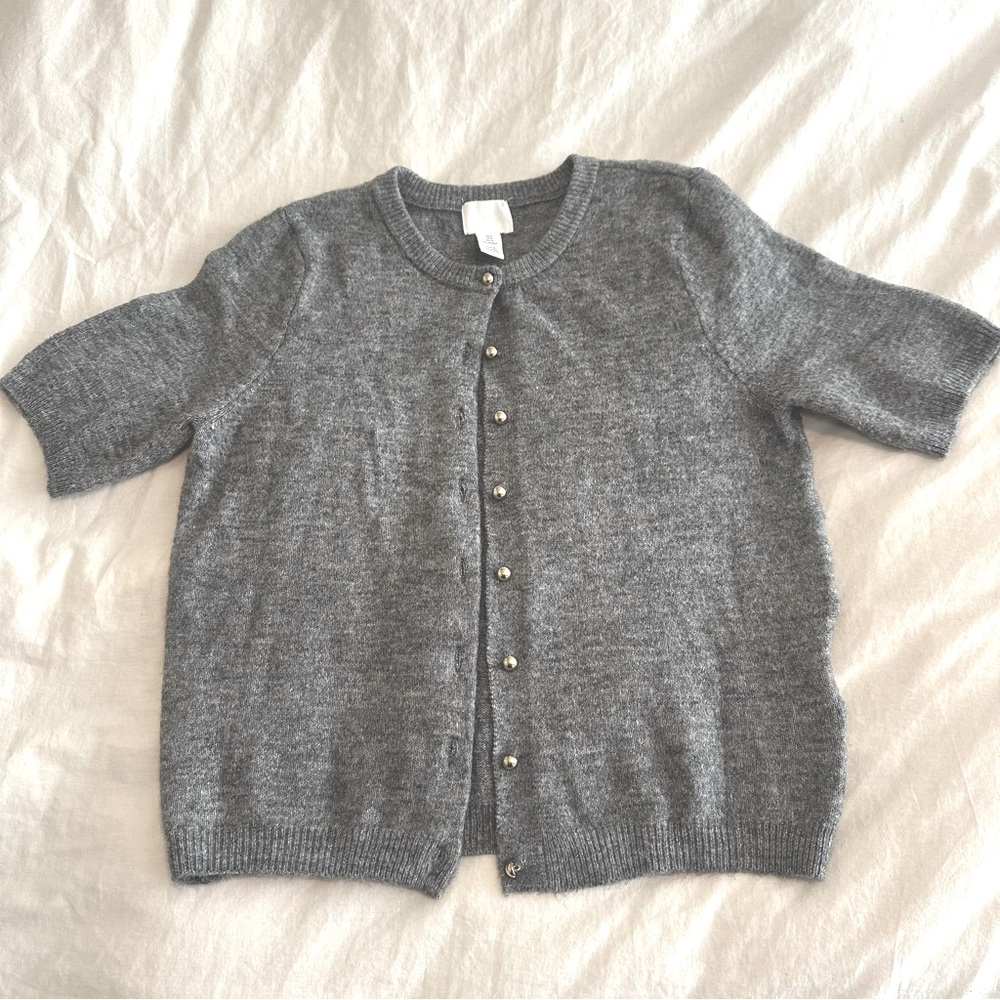 Grey Short Sleeve Cardigan